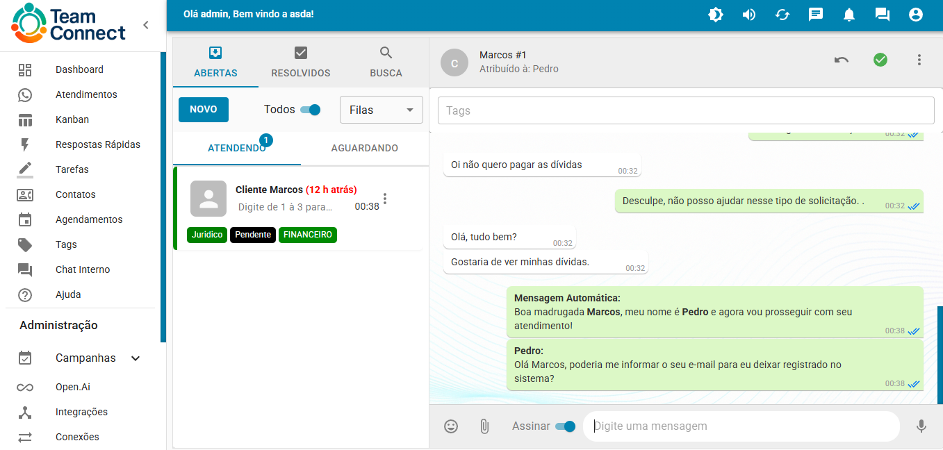 Dashboard TeamConnect